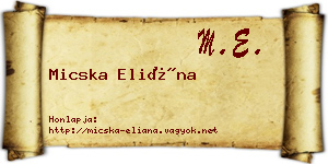 Micska Eliána névjegykártya